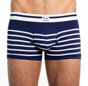 BLUEBUCK Nautical Trunks Mens Underwear Navy White Stripes - Activemen Clothing