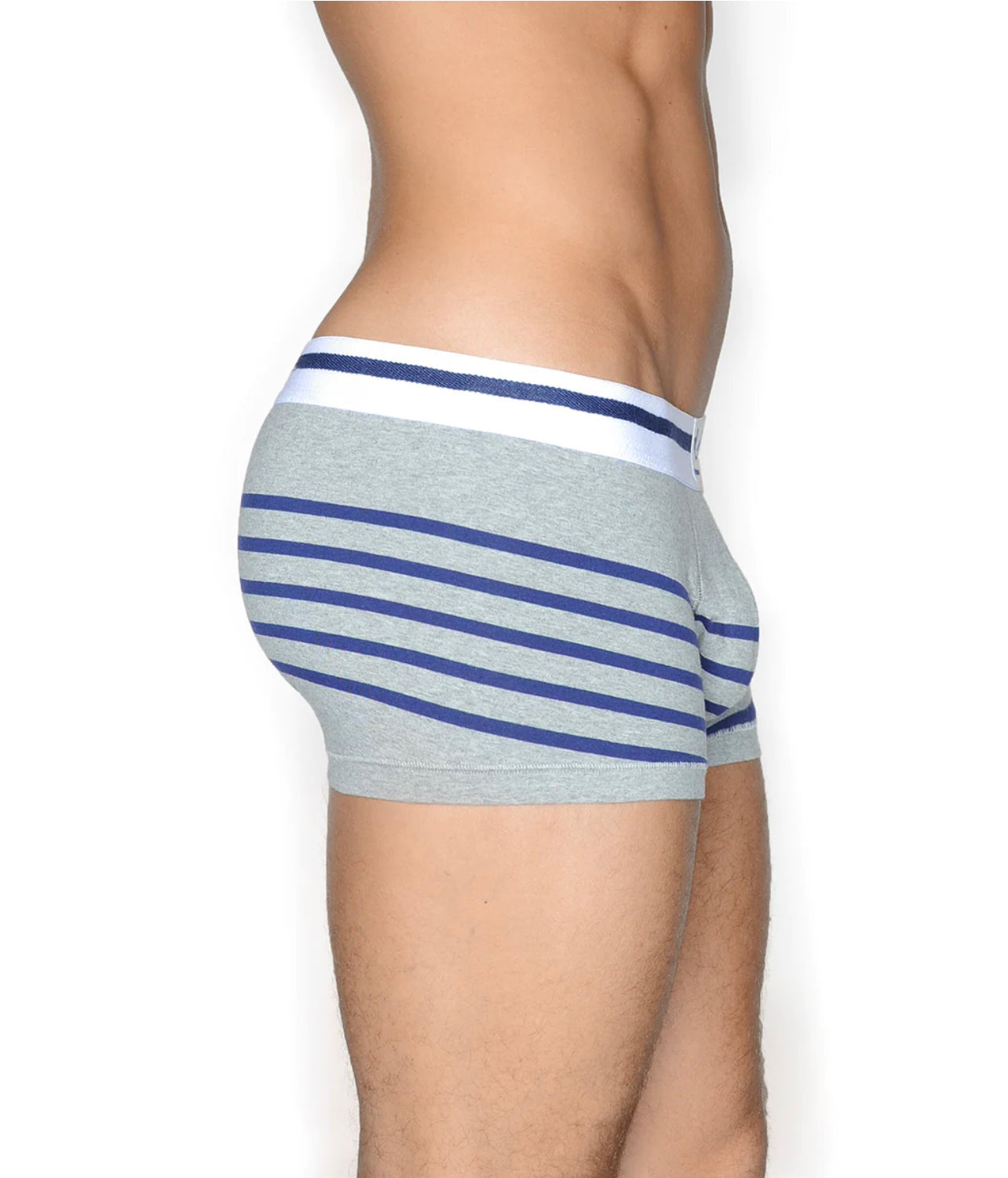 BLUEBUCK Nautical Trunks Grey with Navy Stripes - Activemen Clothing
