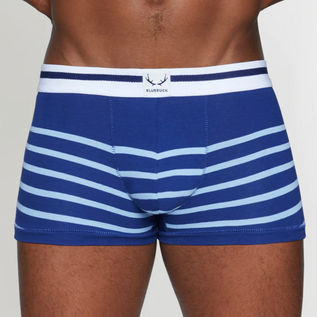 BLUEBUCK Nautical Trunks Navy with Blue Stripes - Activemen Clothing