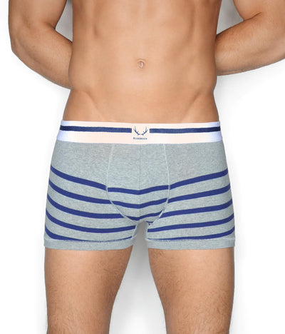 BLUEBUCK Nautical Trunks Grey with Navy Stripes - Activemen Clothing