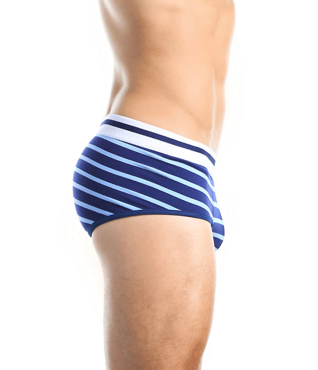 BLUEBUCK Nautical Briefs Navy with Light Blue Stripes - Activemen Clothing