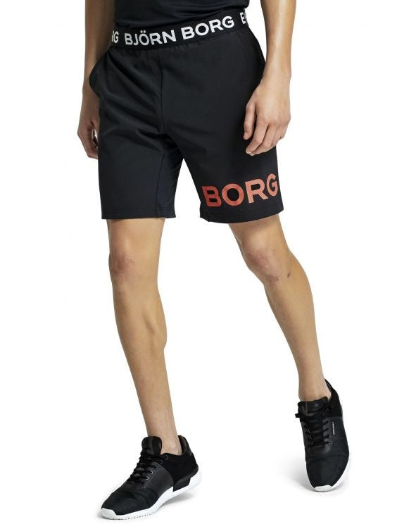 BJORN BORG August Gym Shorts Men's Long Shorts Black Orange - Activemen Clothing