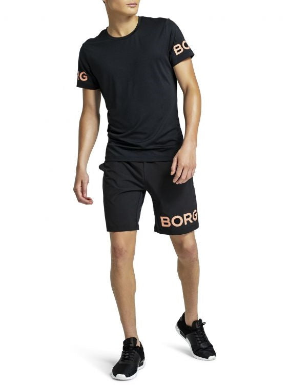 BJORN BORG Borg Gym Tee Men's Short Sleeve Training T-Shirt Black Orange - Activemen Clothing
