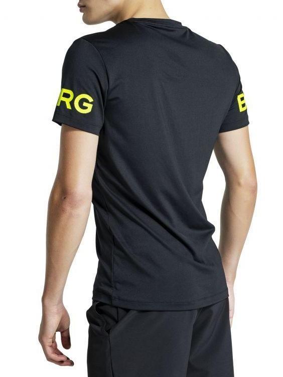 BJORN BORG Borg Gym Tee Men's Short Sleeve Training T-Shirt Black Yellow - Activemen Clothing