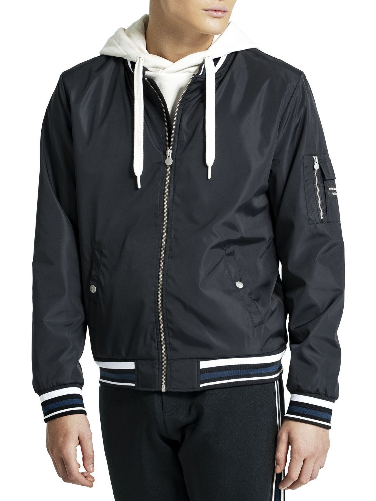 BJORN BORG Signature Bomber Jacket Men's Zipped Top Coat Black - Activemen Clothing