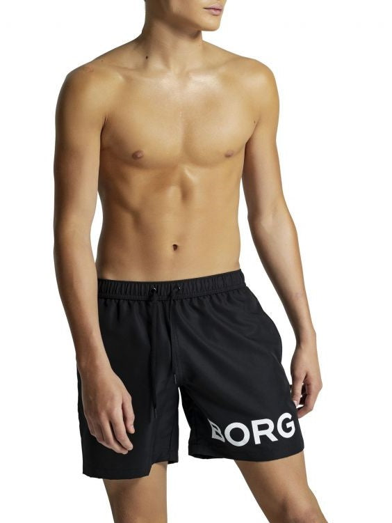 BJORN BORG Sheldon Loose Fit Stretch Print Swim Shorts Men Swimwear Black - Activemen Clothing