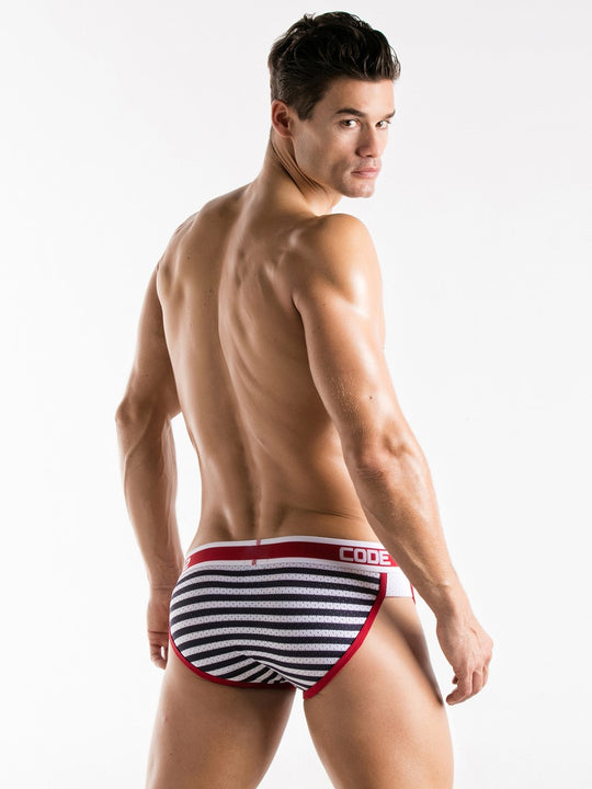 CODE 22 code22 Mens Stripe Brief Sailor Nautical 1941 05 Red Activemen Clothing