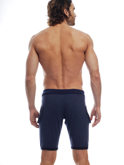 GO SOFTWEAR Vintage Wash Yoga Shorts For Men Navy - Activemen Clothing