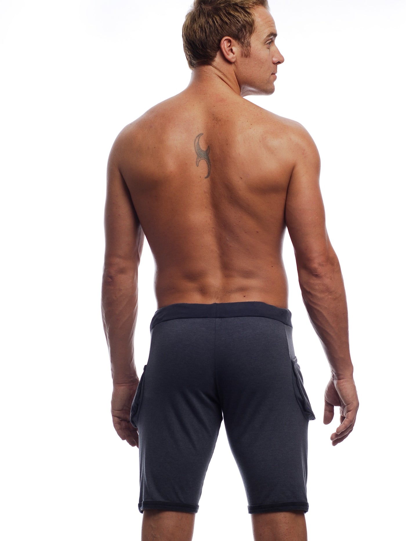GO SOFTWEAR Vintage Wash Yoga Shorts For Men Charcoal Grey - Activemen Clothing