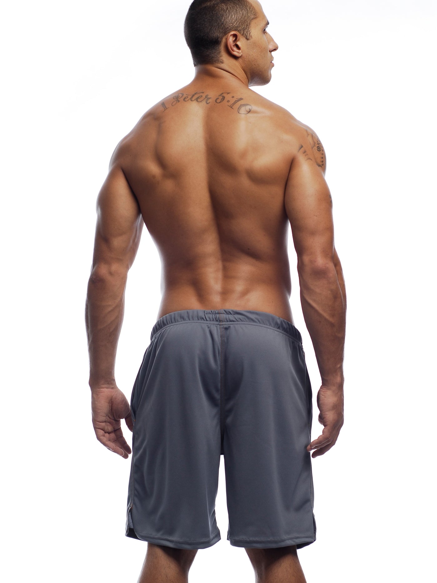 AMERICAN JOCK Gym Shorts with Built-In Jockstrap Grey - Activemen Clothing