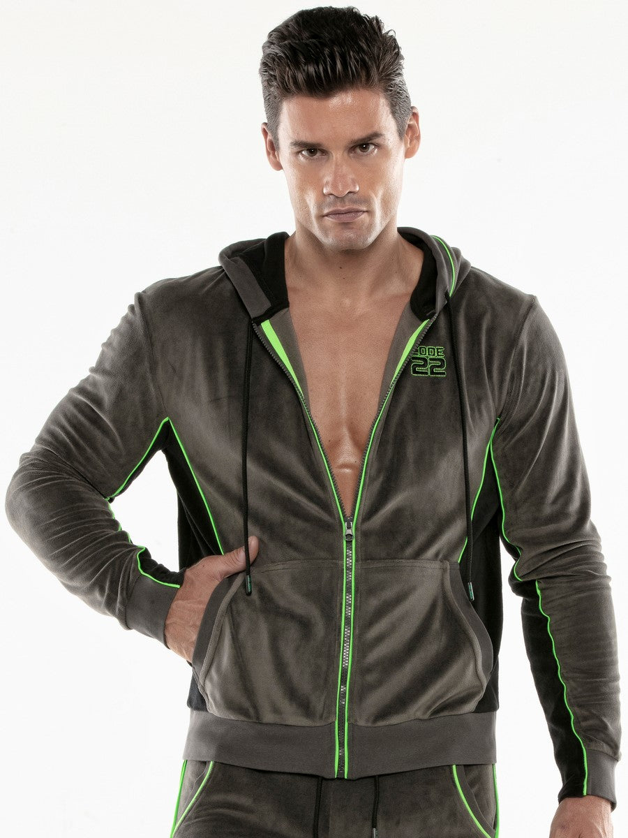 CODE 22 Velvet Hoody Charcoal - Activemen Clothing