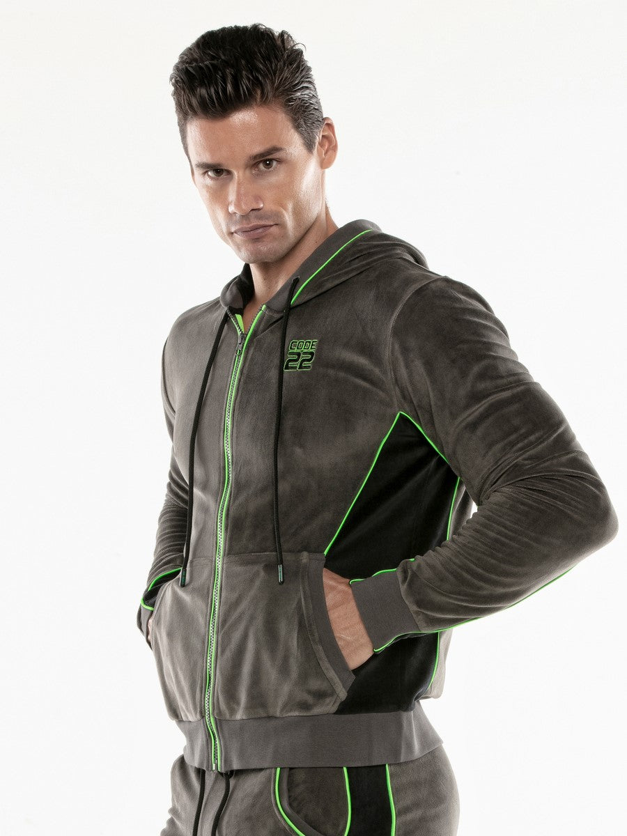 CODE 22 Velvet Hoody Charcoal - Activemen Clothing