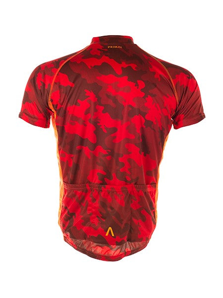 PRIMAL Ablaze Camo Lightweight Cycling Short Sleeve Top Men's Jersey Red Camouflage - Activemen Clothing