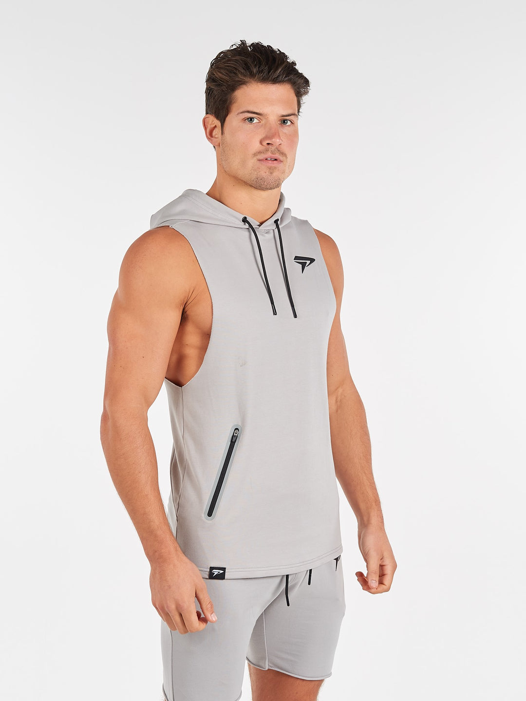 PHYSIQ APPAREL Agile Sleeveless Top Men  Hoodie PMHD 103 Mist Grey - Activemen Clothing