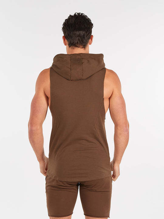 PHYSIQ APPAREL Agile Sleeveless Top Men  Hoodie PMHD 103 Khaki - Activemen Clothing