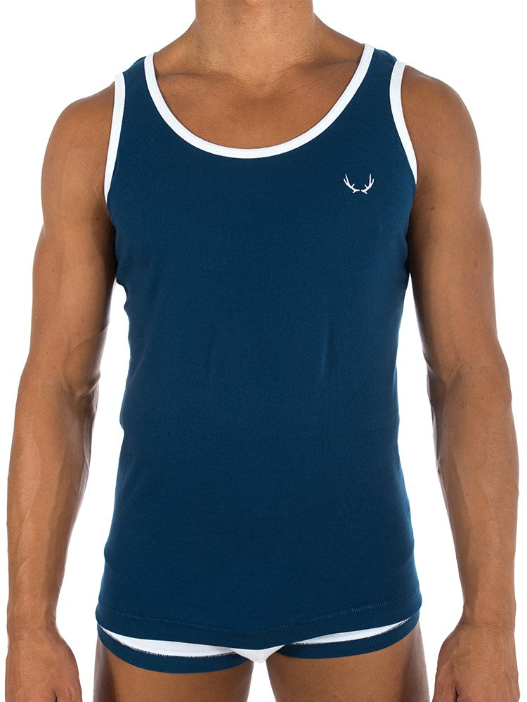 BLUEBUCK Sleeveless Tee Men's Cotton Vest Tank Top Navy - Activemen Clothing