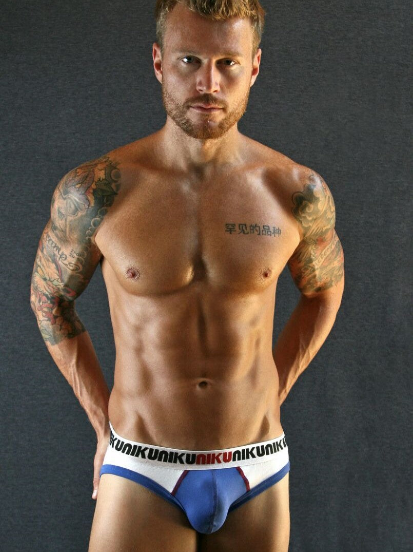 NIKU Two Tone Briefs Men's Underwear Blue, White and Red - Activemen Clothing