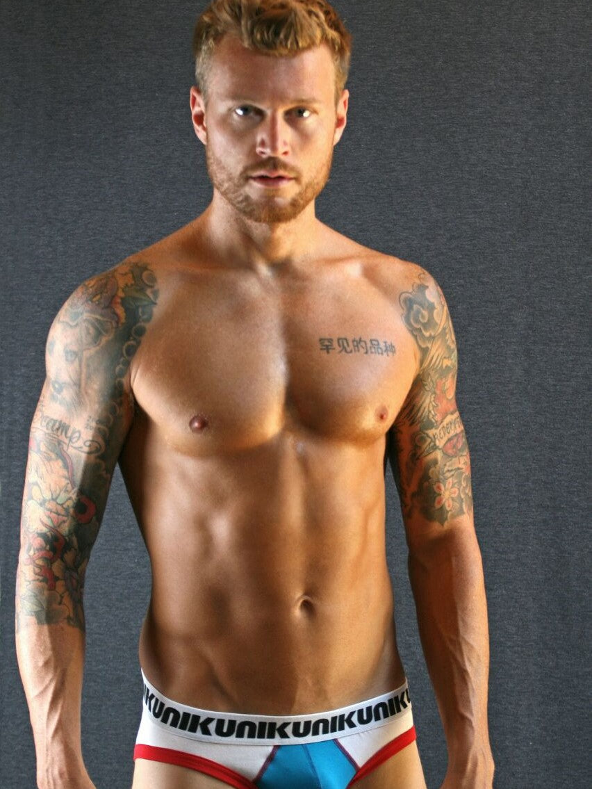 NIKU Two Tone Briefs Men's Underwear Turquoise, White and Red - Activemen Clothing