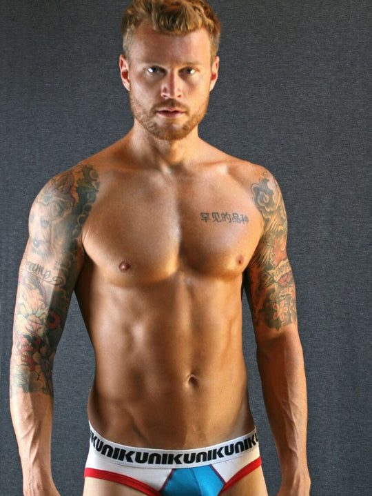 NIKU Two Tone Briefs Men's Underwear Turquoise, White and Red - Activemen Clothing