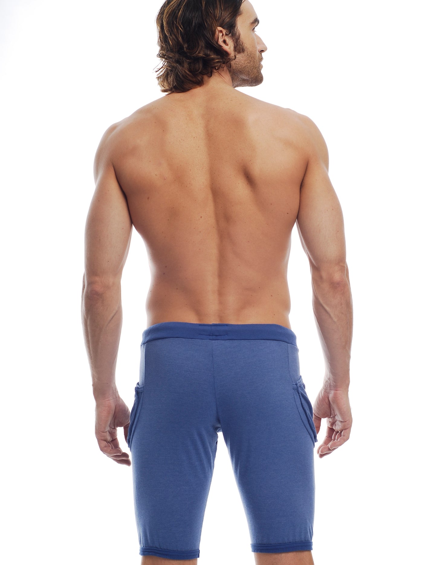 GO SOFTWEAR Vintage Wash Yoga Shorts For Men Cadet Blue - Activemen Clothing
