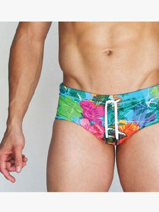 RHUX ENIIX Sunga Swimming Briefs Men's Trunks Swimwear Multi-Coloured Floral Design - Activemen Clothing