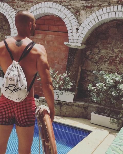 RHUX KOKO Swim Shorts Swimming Trunks Red Purple dots - Activemen Clothing