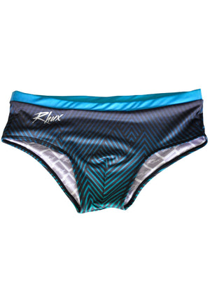 RHUX NAKA Sunga Brazilian Swimming Briefs Men's Trunks Geometric Design Swimwear Blue and Navy - Activemen Clothing