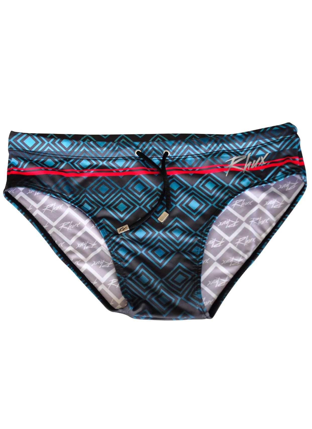 RHUX TEKI Swimming Briefs Men's Trunks Swimwear Turquoise and Black - Activemen Clothing