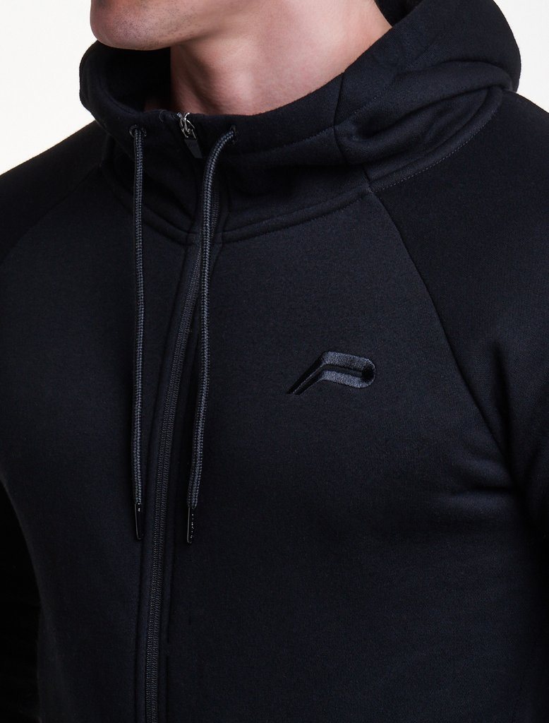 PURSUE FITNESS Icon Zipped Track Jacket Men's Hoodie Black - Activemen Clothing