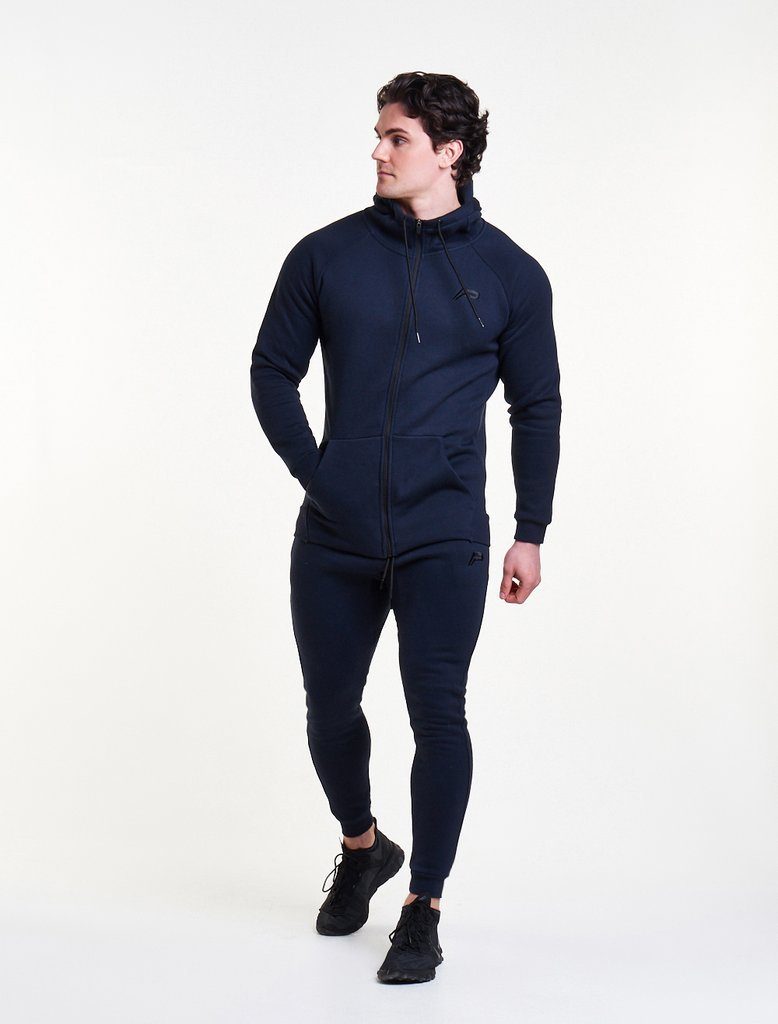 PURSUE FITNESS Icon Zipped Track Jacket Men's Hoodie Navy - Activemen Clothing
