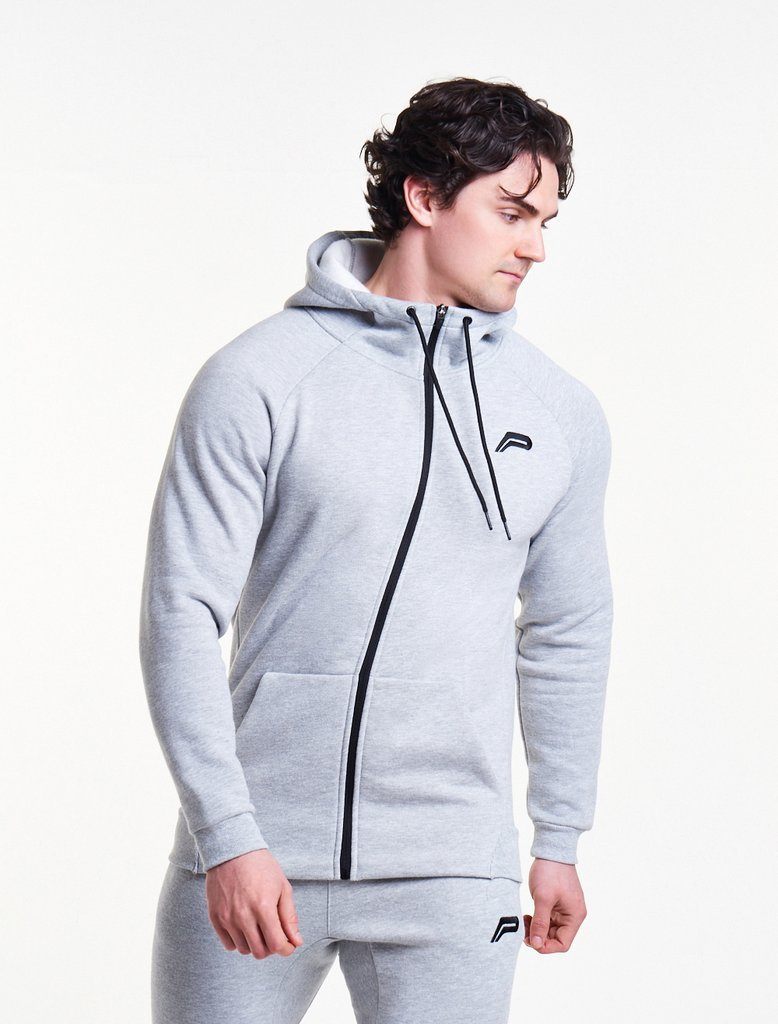 PURSUE FITNESS Icon Zipped Track Jacket Men's Hoodie Grey - Activemen Clothing