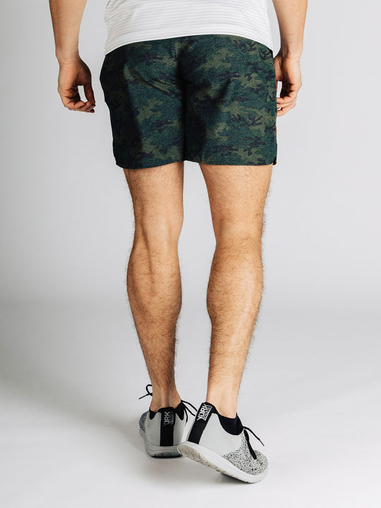 RHONE Guru 7" Unlined Yoga Shorts Men's Gym Shorts Green Camo - Activemen Clothing