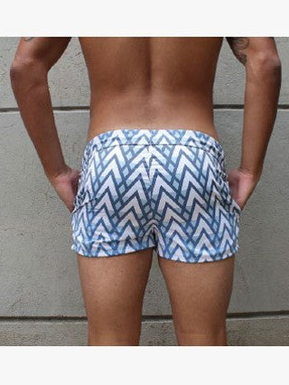 RHUX KOKO Short Shorts Swim Shorts Men's Swimwear Trunks White and Blue - Activemen Clothing