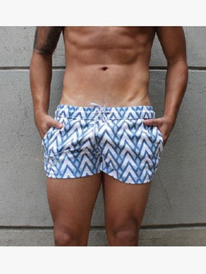 RHUX KOKO Short Shorts Swim Shorts Men's Swimwear Trunks White and Blue - Activemen Clothing