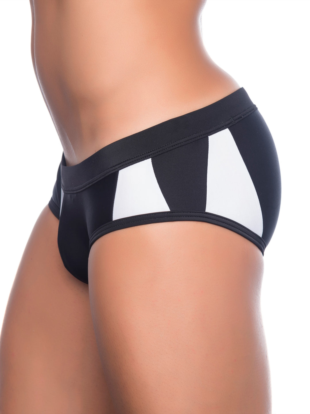 NIT Cory Briefs Mens Swimwear Slip Enhancing Pouch Black White - Activemen Clothing