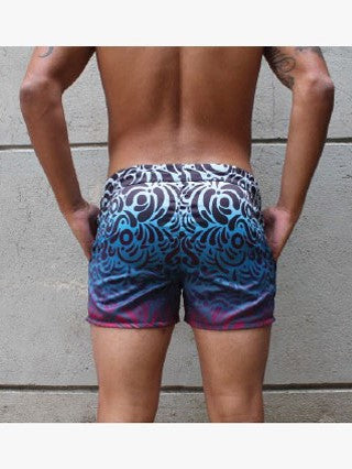 RHUX MULEE Swim Shorts Men's Swimwear Trunks White Blue and Purple - Activemen Clothing