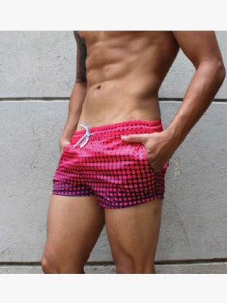RHUX KOKO Short Shorts Swim Shorts Men's Swimwear Trunks Red and Purple - Activemen Clothing