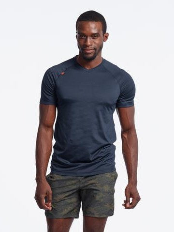 RHONE Sentry Cross-Training Workout V-Neck Tee Men's Short Sleeve T-Shirt Navy - Activemen Clothing