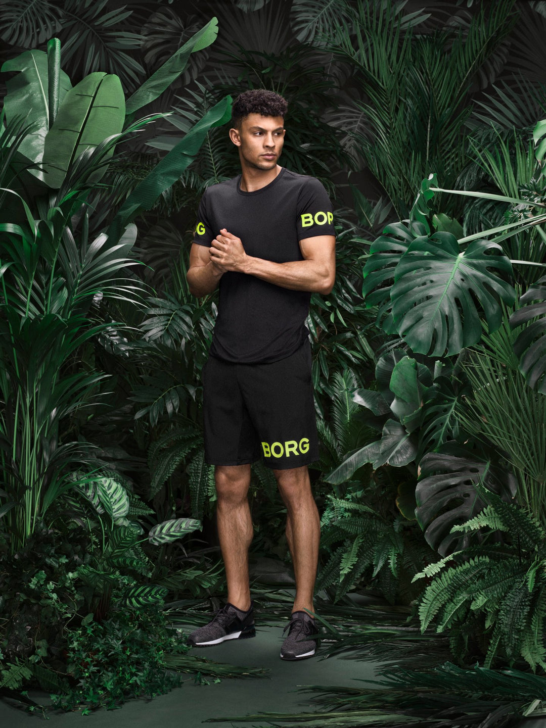 BJORN BORG Training T-Shirt Mens Short Sleeve Tee Black Yellow - Activemen Clothing