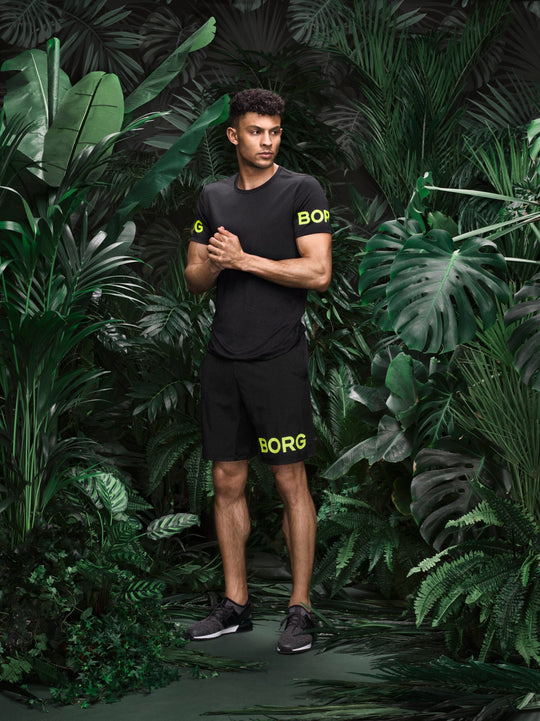 BJORN BORG Training T-Shirt Mens Short Sleeve Tee Black Yellow - Activemen Clothing
