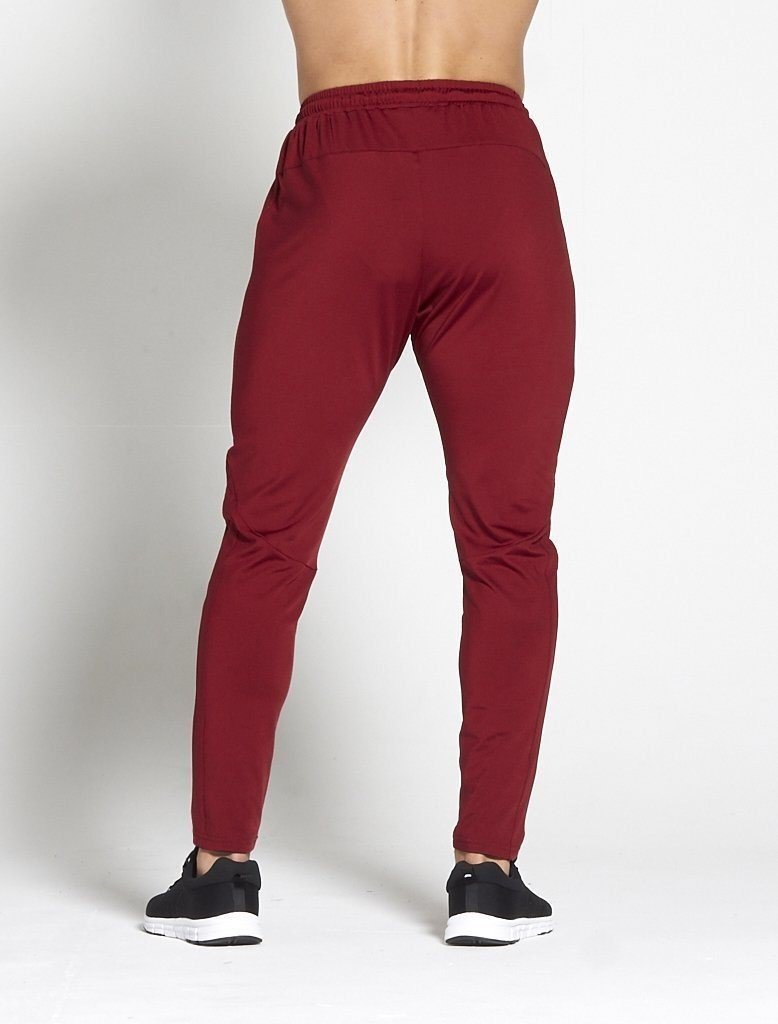 PURSUE FITNESS Lightweight Tapered Joggers Men's Track Pants Bottoms Maroon - Activemen Clothing