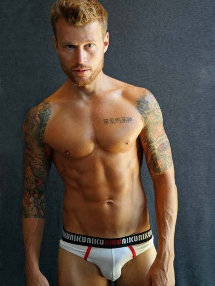 NIKU Two Tone Briefs Men's Underwear Underpants White and Red - Activemen Clothing