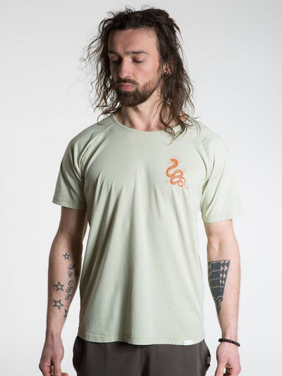 SO WE FLOW... soweflow... Short Sleeve Tee Men's Yoga Top Cobra T-Shirt Light Green - Activemen Clothing