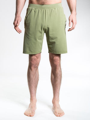 SO WE FLOW... soweflow... Organic Cotton Men's Yoga Shorts Olive Green - Activemen Clothing