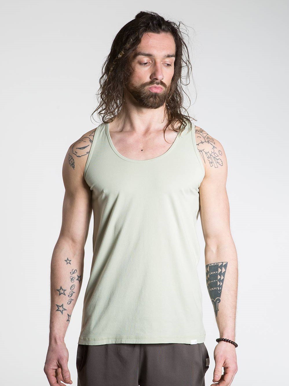 SO WE FLOW... soweflow... Sleeveless Top Men's Yoga Vest Tank Top Pale Green - Activemen Clothing