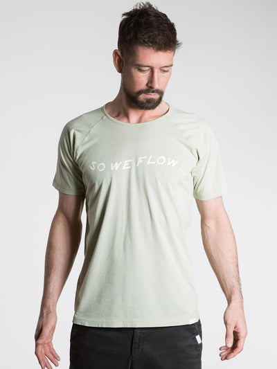 SO WE FLOW... soweflow... Short Sleeve Tee Men's Yoga Top Logo T-Shirt Pale Green - Activemen Clothing