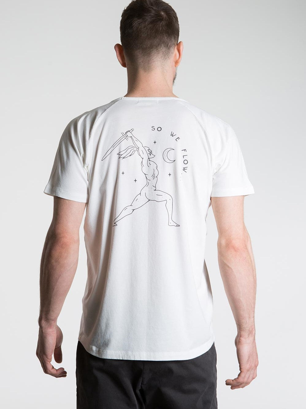 SO WE FLOW... soweflow... Short Sleeve Top Men's Yoga Tee Warrior T-Shirt White - Activemen Clothing