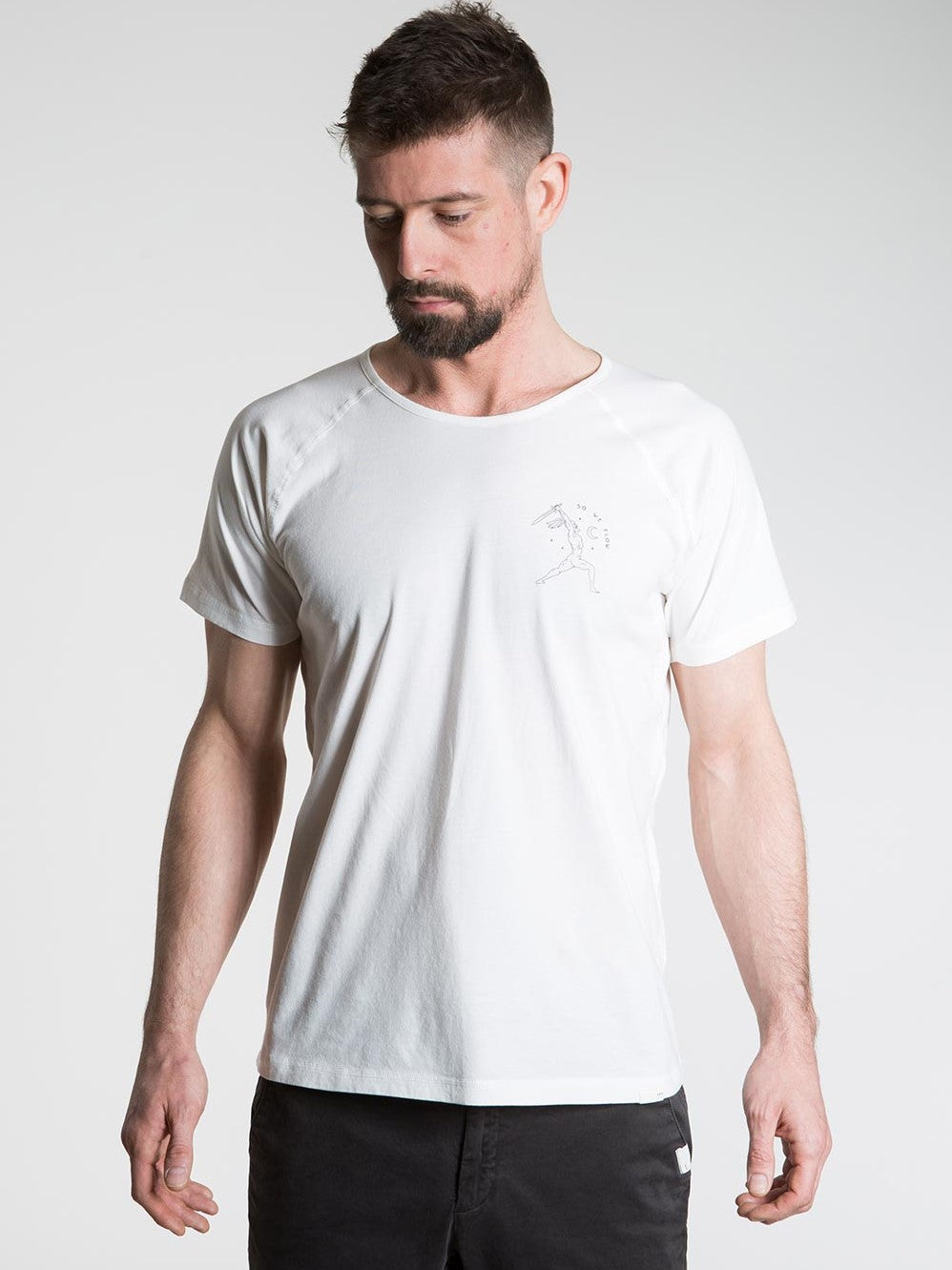 SO WE FLOW... soweflow... Short Sleeve Top Men's Yoga Tee Warrior T-Shirt White - Activemen Clothing