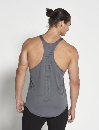PURSUE FITNESS Essential Stringer Sleeveless Top Men's Workout Vest Grey - Activemen Clothing