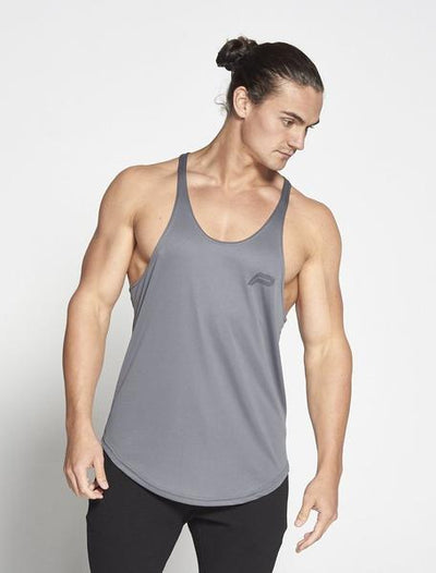 PURSUE FITNESS Essential Stringer Sleeveless Top Men's Workout Vest Grey - Activemen Clothing